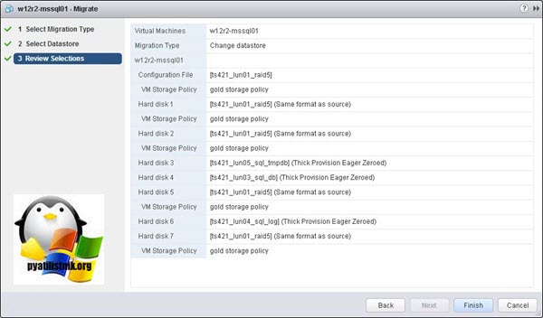 Процесс миграции диска виртуальной машины ESXI в vCenter 6.5