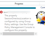 Ошибка the property session directory location is configured by using group policy