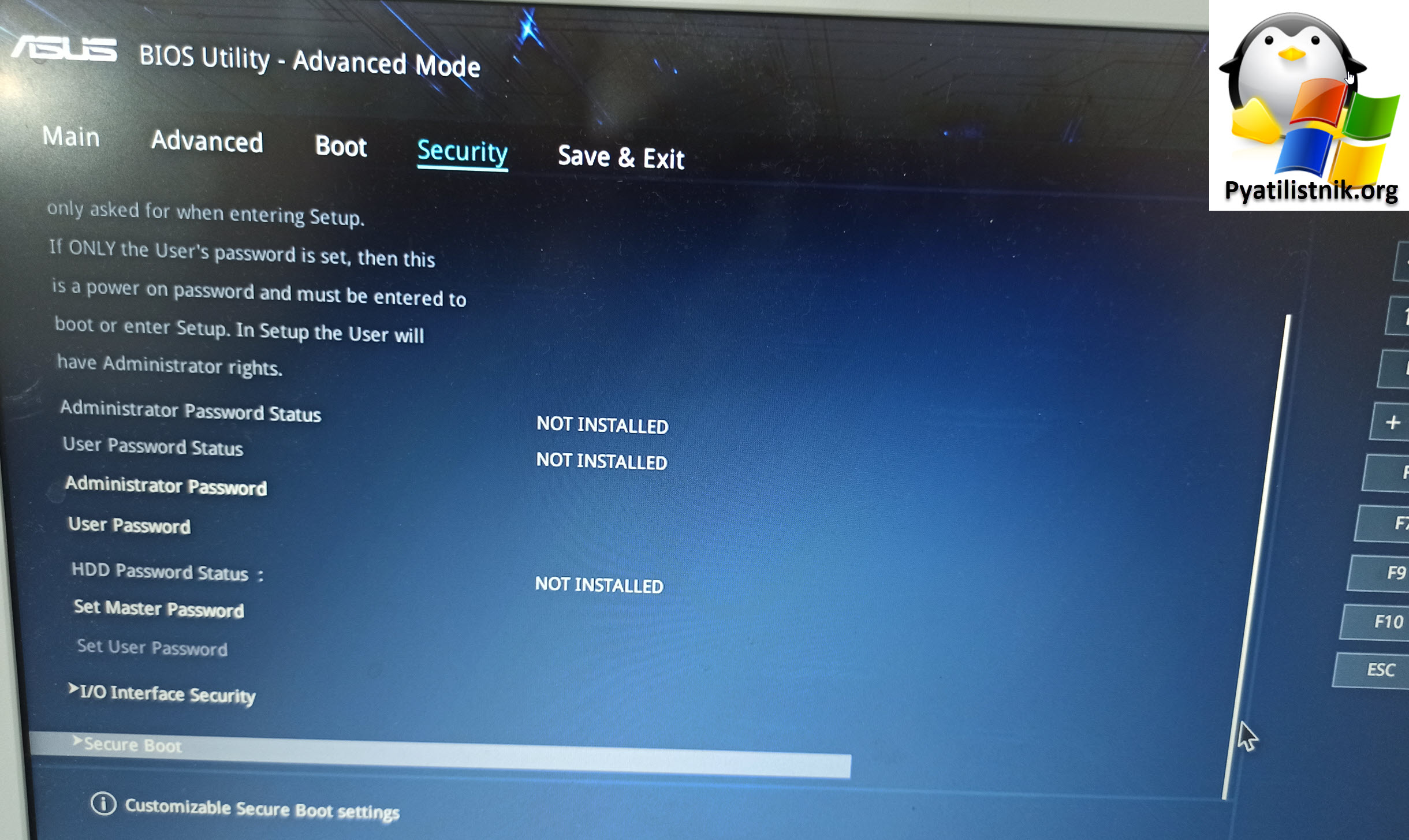ASUS X541U secure boot