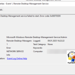 The Remote Desktop Management service failed to start. Error code: 0x800703D0 The Remote Desktop Management service failed to start. Error code: 0x800703D0