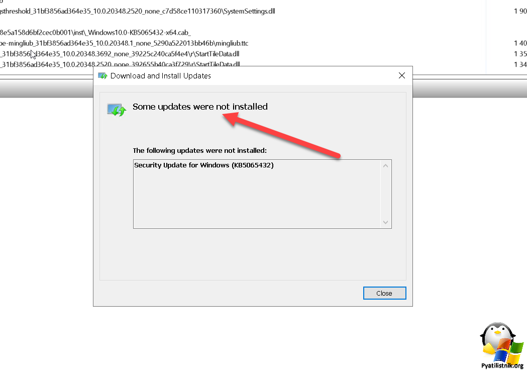 Some updates were not installed