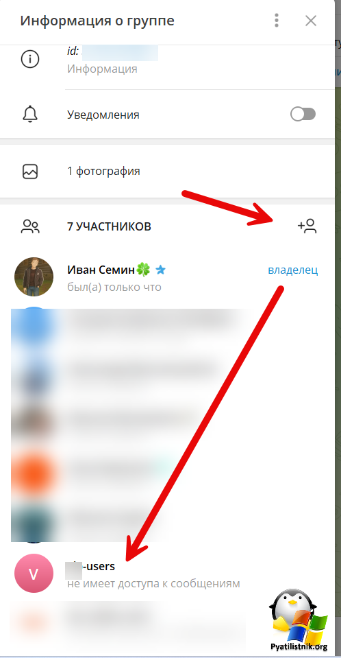 Добавление бота в группу Телеграм