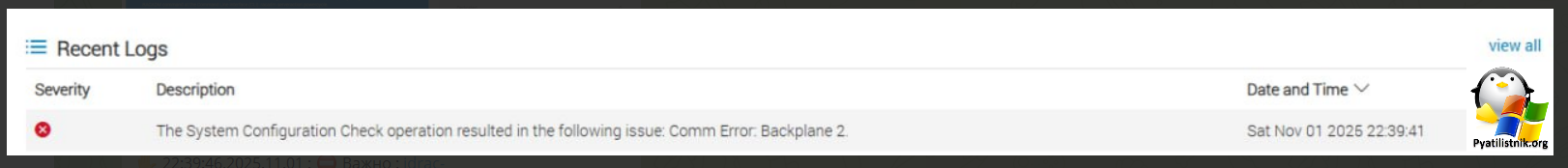 Comm Error Backplane 2