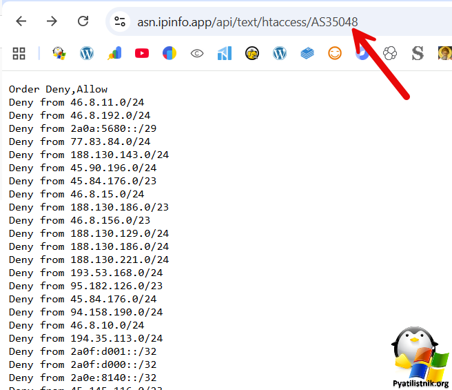 Список подсетей Битерика